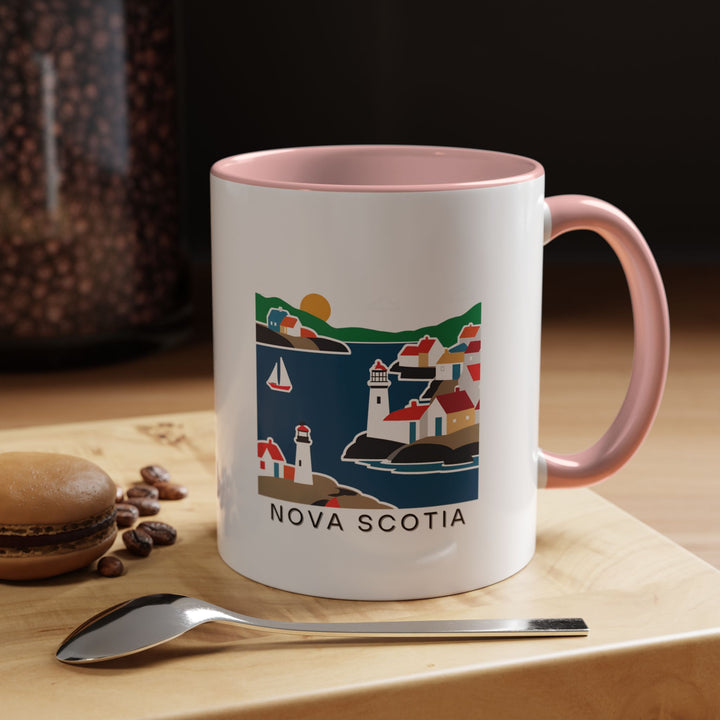 This vibrant Nova Scotia Canada mug features detailed artwork showcasing the iconic coastal scenery of the province. Ideal for enjoying coffee or tea, it’s a durable, dishwasher-safe mug perfect for gifting or personal use.