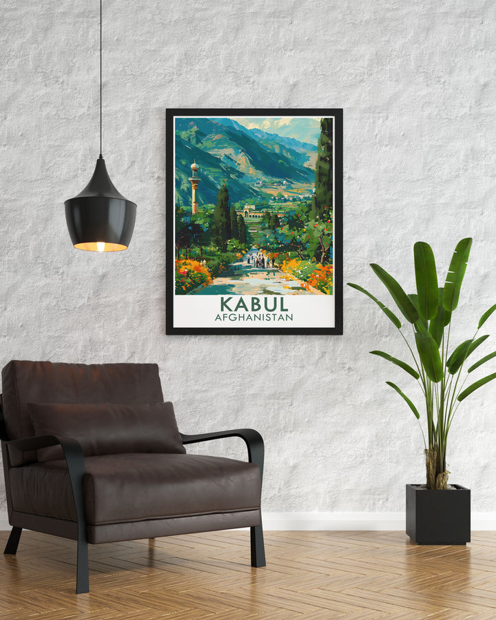 This Afghanistan canvas art captures the beauty of Baburs Garden in Kabul, offering a stunning view of one of the citys most treasured landmarks. Ideal for travelers and history lovers, this print adds a touch of elegance to any space.