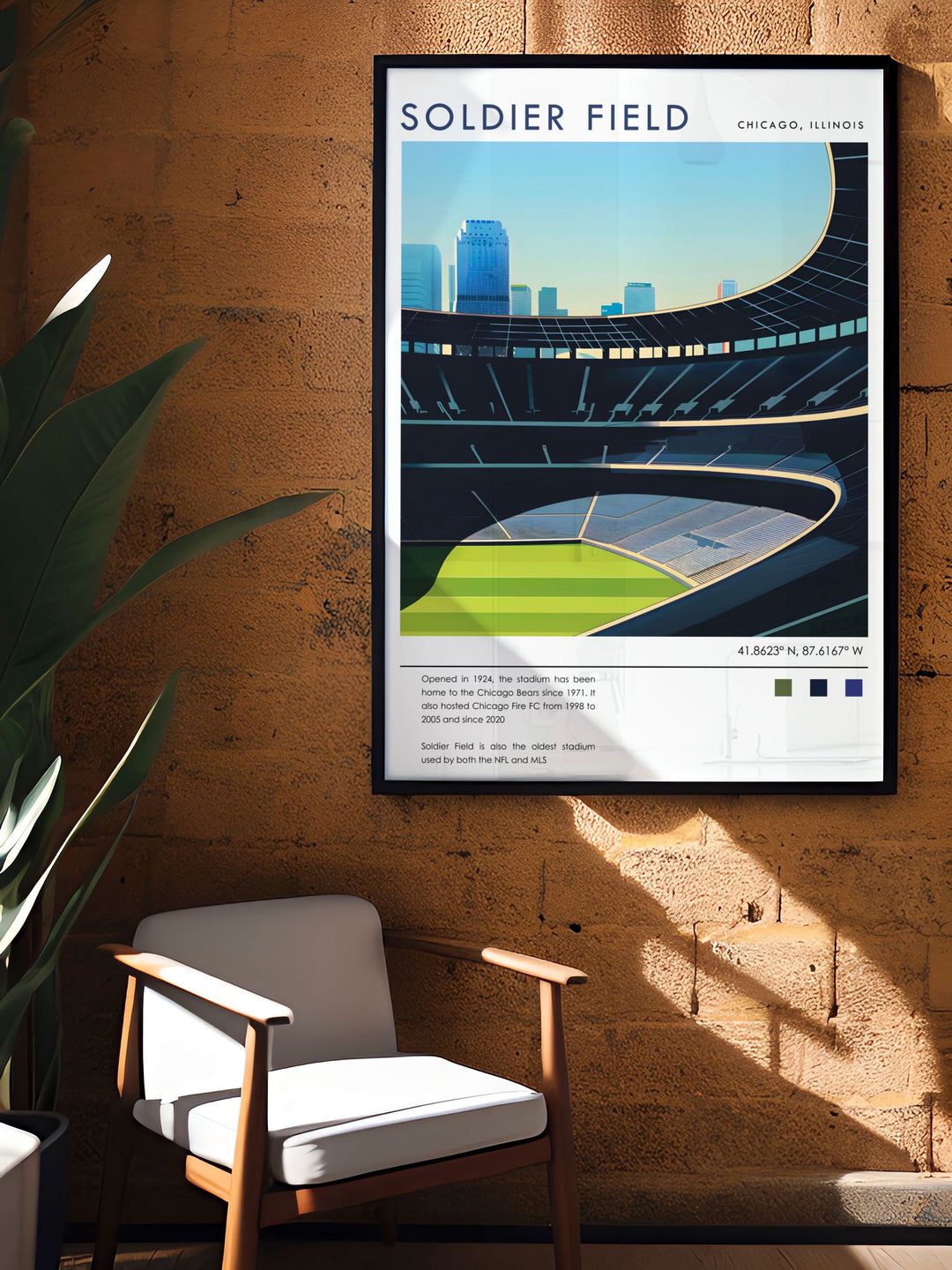 Colorful San Sebastian street map and Soldier Field perfect wall decor blending modern aesthetics with iconic city views ideal for Christmas gifts