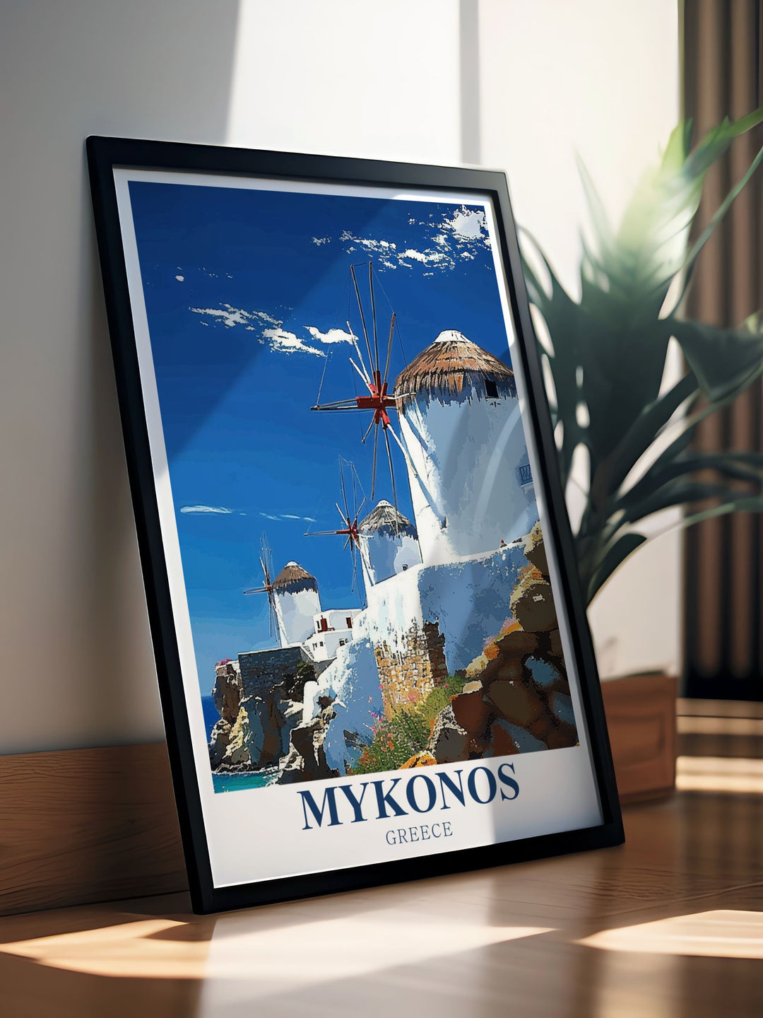 Celebrate special occasions with our Mykonos artwork featuring windmills perfect for anniversary gifts birthday gifts Christmas gifts and personalized gifts