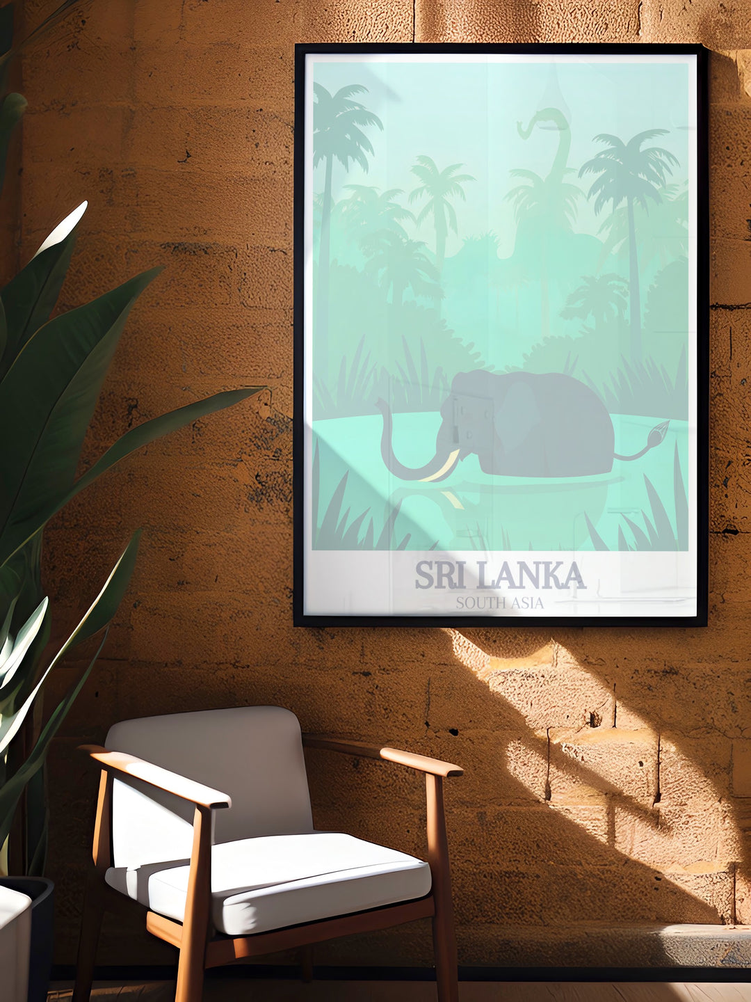 This travel poster of Pinnawala Elephant Orphanage in Sri Lanka celebrates the beauty of the countrys wildlife and landscapes. The artwork focuses on the rescued elephants and the surrounding greenery of Pinnawala village, making it a thoughtful gift for any nature enthusiast.