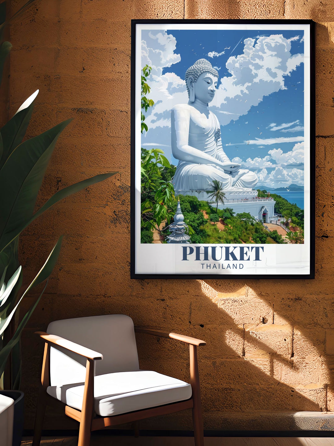 Unique Big Buddha poster highlighting the spiritual beauty of Thailand a great addition to your collection of bucket list prints and an excellent gift for friends who love Thai culture