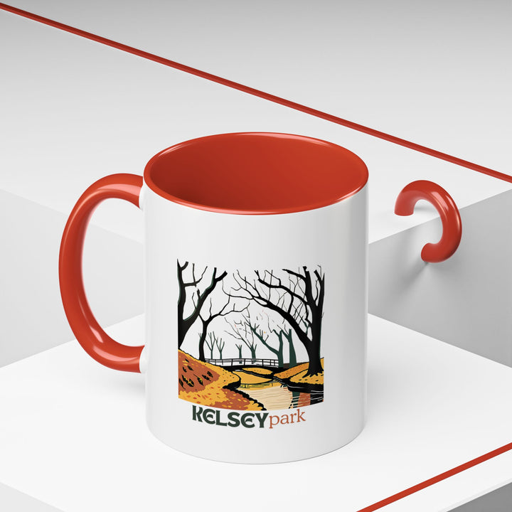 Brighten your mornings with this Kelsey Park mug. Featuring intricate art inspired by the park’s serene environment, it is a durable and stylish choice for tea or coffee lovers.