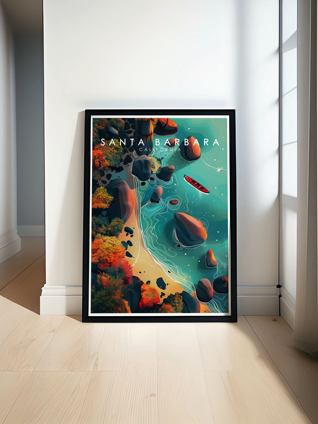 Santa Barbara Poster Print featuring a detailed city map and vibrant colors is perfect for home decor and gifting Butterfly Beach prints add a coastal touch to any space with their stunning living room and bedroom designs