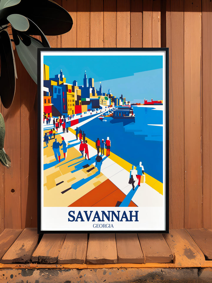 Elegant framed print of Forsyth Park featuring Savannah Historic District River Street showcasing the beauty and history of Savannah in vibrant colors and intricate details perfect for enhancing your home decor