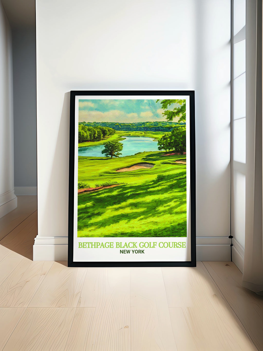 Bethpage Black Vintage Poster captures the historical significance of this New York golf course. The retro style artwork brings a nostalgic feel to your home decor, making it an excellent choice for fans of the sport and lovers of classic golf venues.