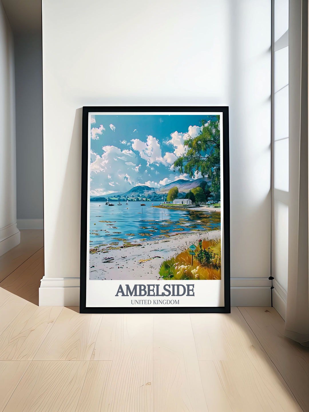 Stunning wall art featuring Lake Windermere in Ambleside, United Kingdom, showcasing the serene beauty and expansive waters of this iconic lake.