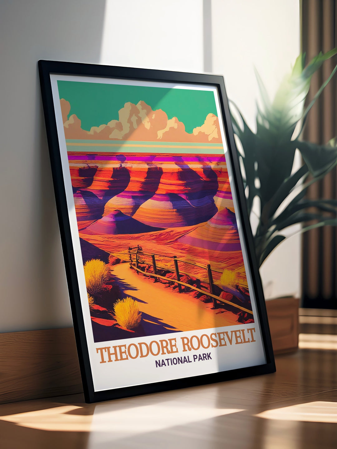 Painted Canyon Overlook modern prints offer a sophisticated touch to any space highlighting the vibrant colors and dramatic landscapes of Theodore Roosevelt National Park perfect for nature enthusiasts seeking National Park Art or National Park Gifts.