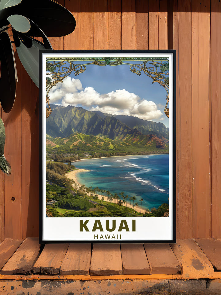 Bring a touch of paradise into your home with this Kauai wall art featuring Hanalei Bay. Perfect for beach lovers, this travel print is ideal for coastal décor, offering a vibrant and serene depiction of one of Hawaiis most iconic destinations.