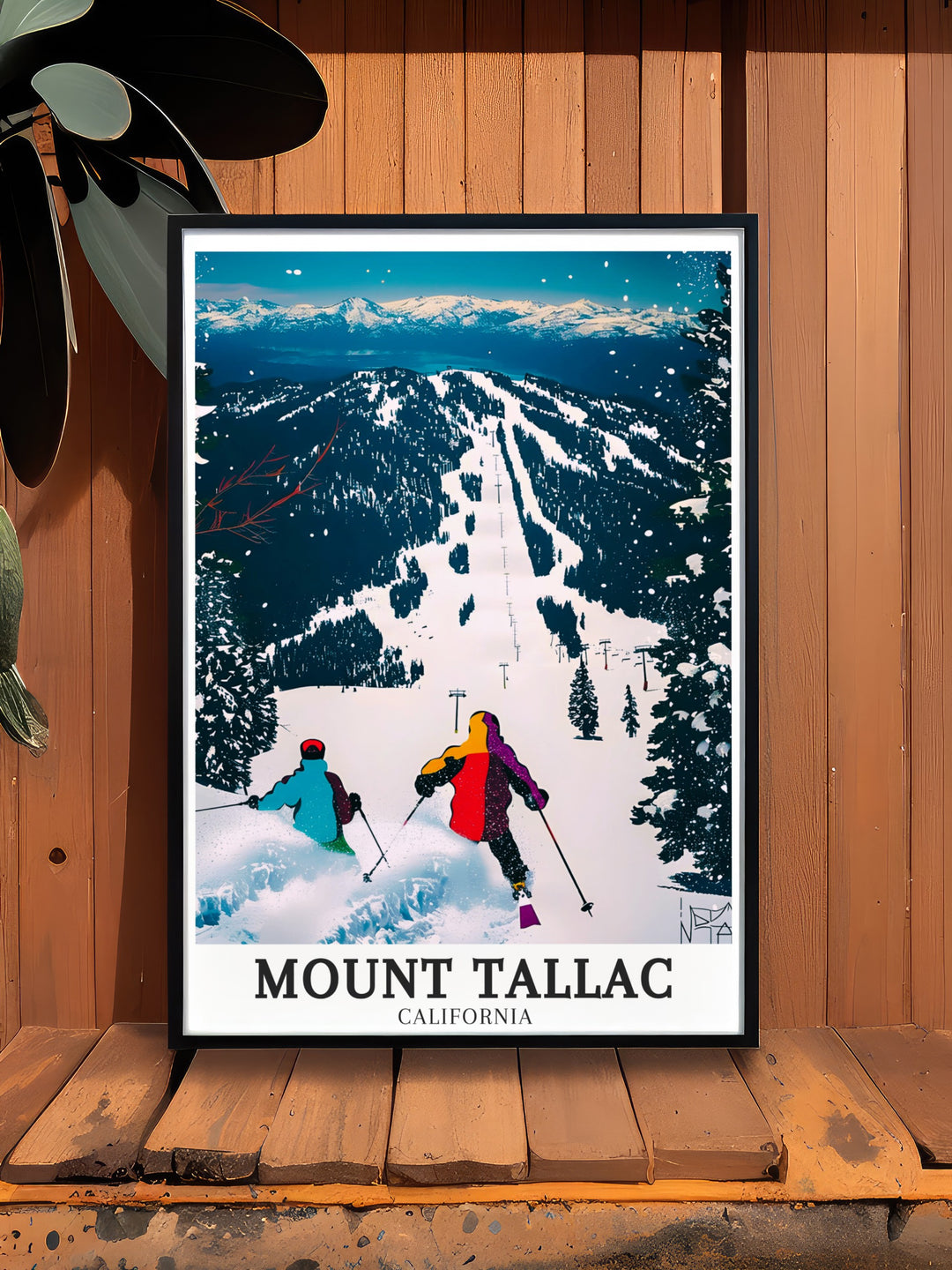 This Mount Tallac framed art print highlights the natural beauty of Californias Sierra Nevada, with detailed imagery of the Tallac Trail and Heavenly Mountain Resort, ideal for adding a touch of adventure to any room.