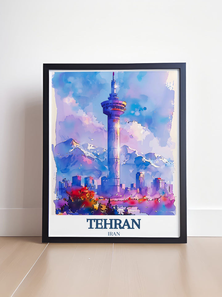 Tehran travel poster print showcasing Alborz Mountain perfect for anyone who loves travel and appreciates elegant home decor