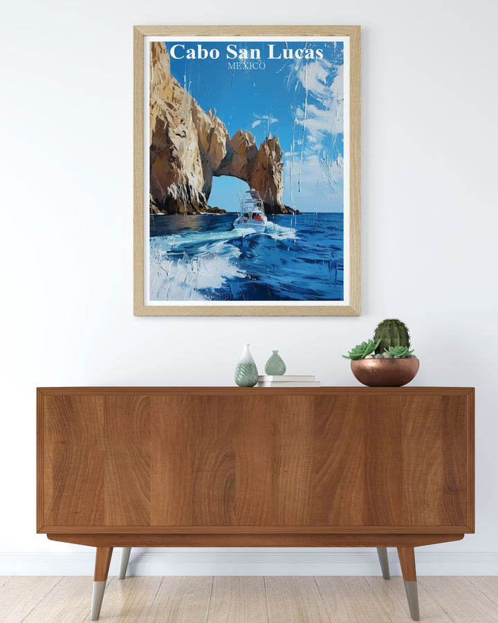 Beautiful Cabo painting of El Arco in a modern art style Ideal for home or office this print offers a captivating depiction of Cabo San Lucas famous landmark El Arco making it an excellent addition to your art collection