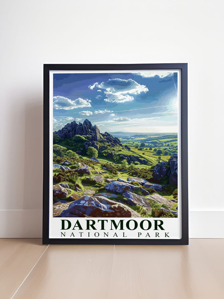 Canvas art depicting the picturesque scenery of Dartmoor National Park, showcasing the rolling hills and ancient rock formations, ideal for adding a touch of Devons charm to your decor.