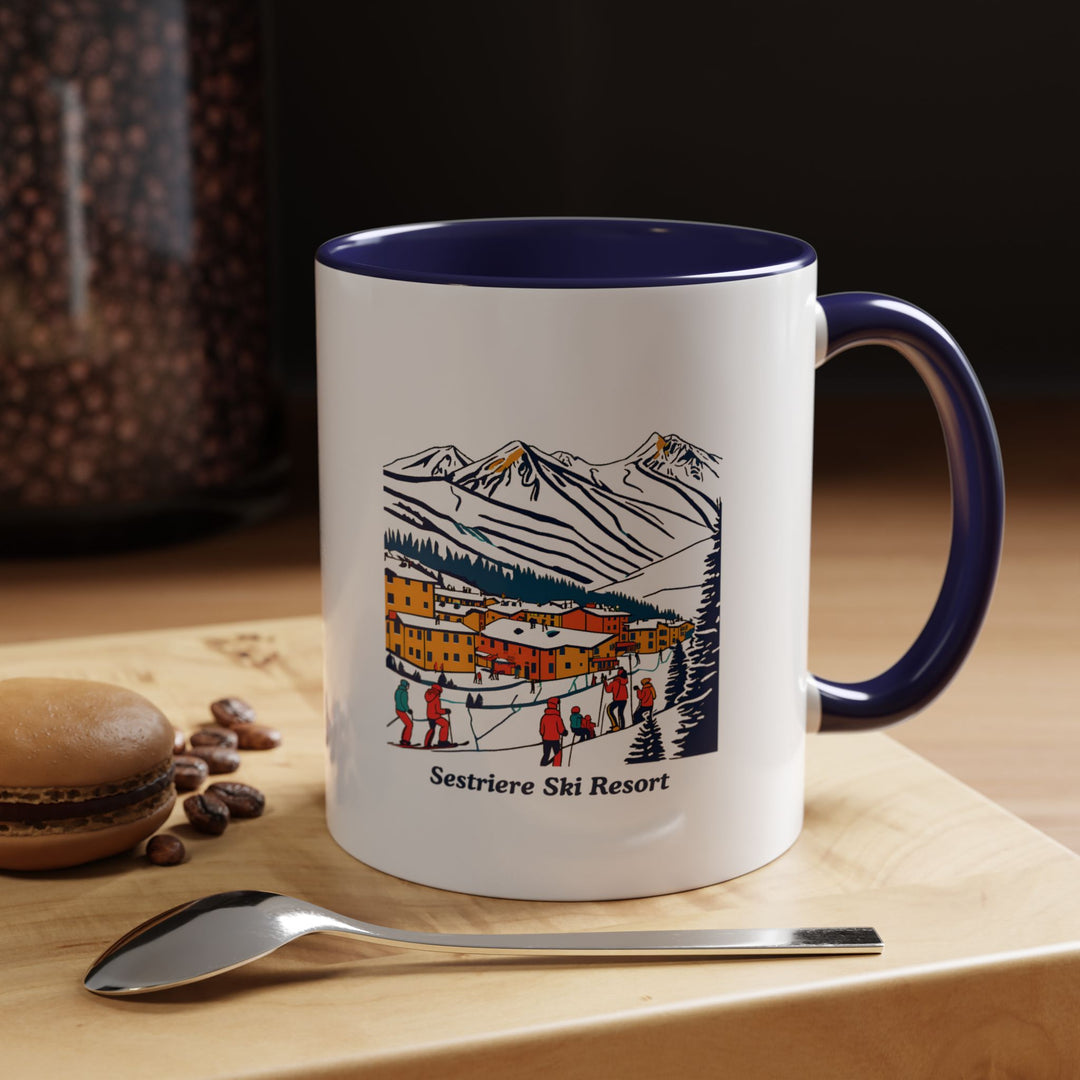 A beautifully designed Sestriere Ski Resort Mug showcasing intricate artwork inspired by Sestriere’s snowy peaks and slopes. Dishwasher-safe ceramic construction makes it perfect for coffee lovers and as a thoughtful gift for ski enthusiasts.