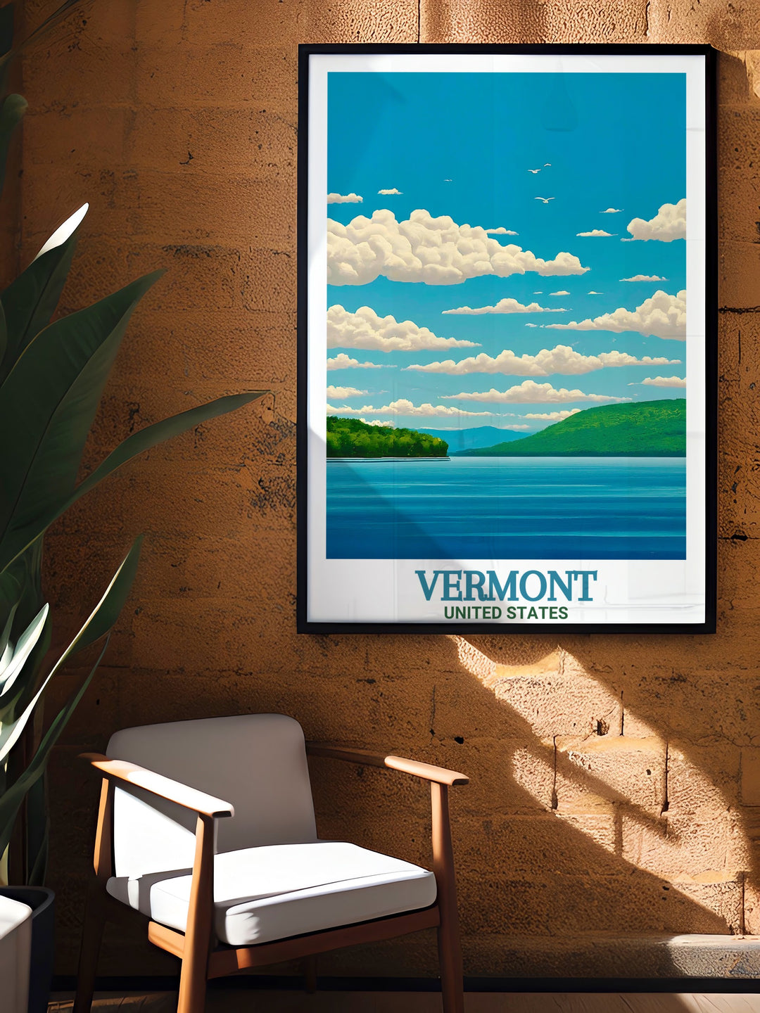 Vermont Vintage Travel Print highlighting Stratton and Burke Mountain perfect for ski enthusiasts and those who love winter adventures. This beautiful artwork makes a great centerpiece for your home or office decor adding a touch of Vermont charm.