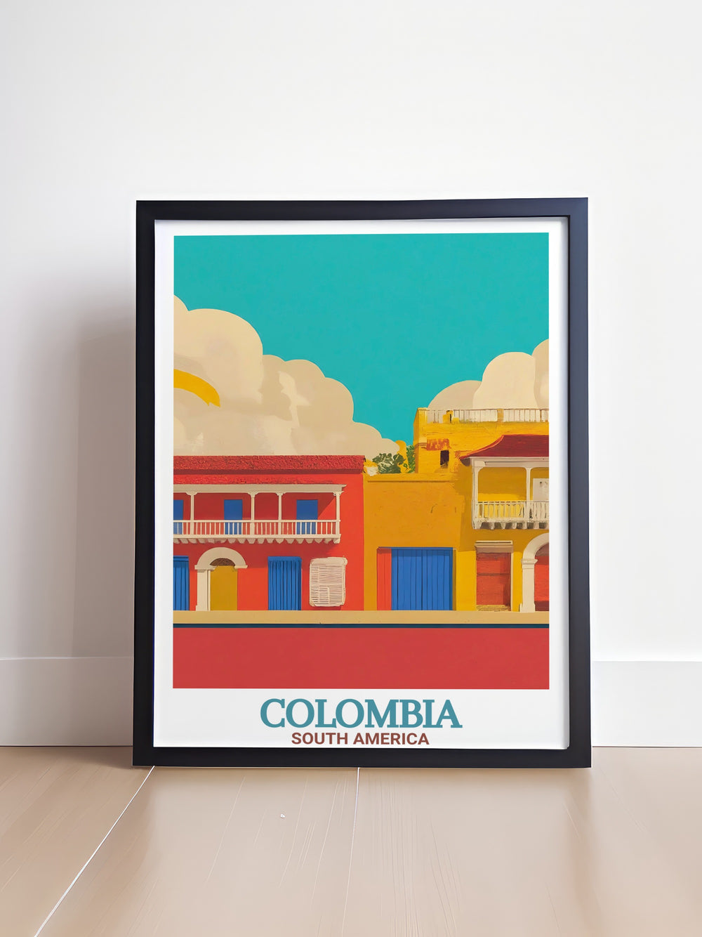 Colombia Wall Art features the timeless beauty of Cartagenas Walled City and the stunning colors of Caño Cristales. This framed art piece captures the essence of Colombias cultural and natural landmarks, perfect for adding a touch of adventure to any room.