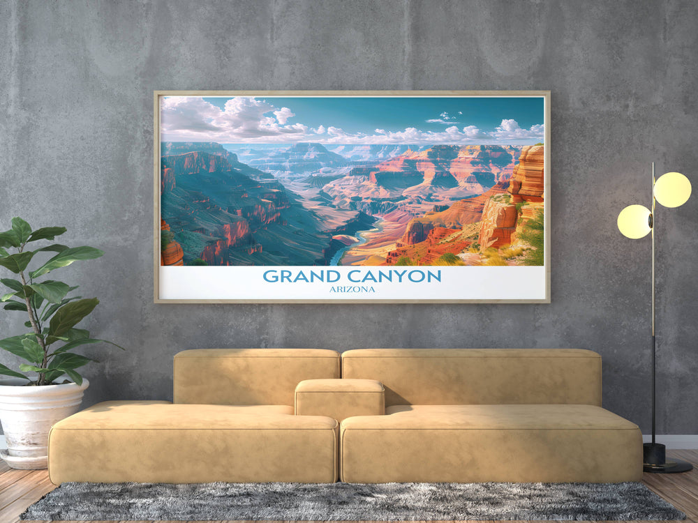 Beautiful retro travel poster showcasing the Appalachian Trail and The Grand Canyon ideal for adventure lovers and those who appreciate the great outdoors adding a touch of nostalgia and charm to any room.