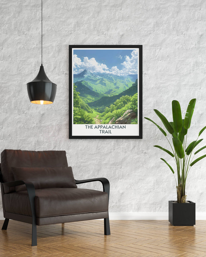 Vibrant print of the Great Smoky Mountains from the Appalachian Trail showcasing the natural beauty and serene vistas.