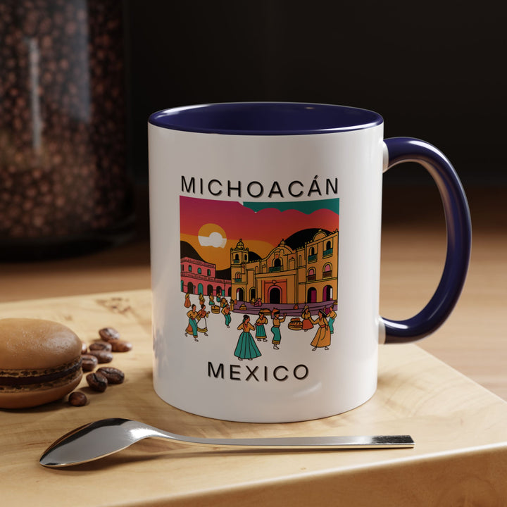 A beautifully designed Michoacán Mexico mug featuring vibrant artwork inspired by the region’s culture and landscapes. Perfect for coffee and tea lovers, this mug captures the spirit of Michoacán. Durable and dishwasher-safe, it makes a meaningful gift or keepsake.