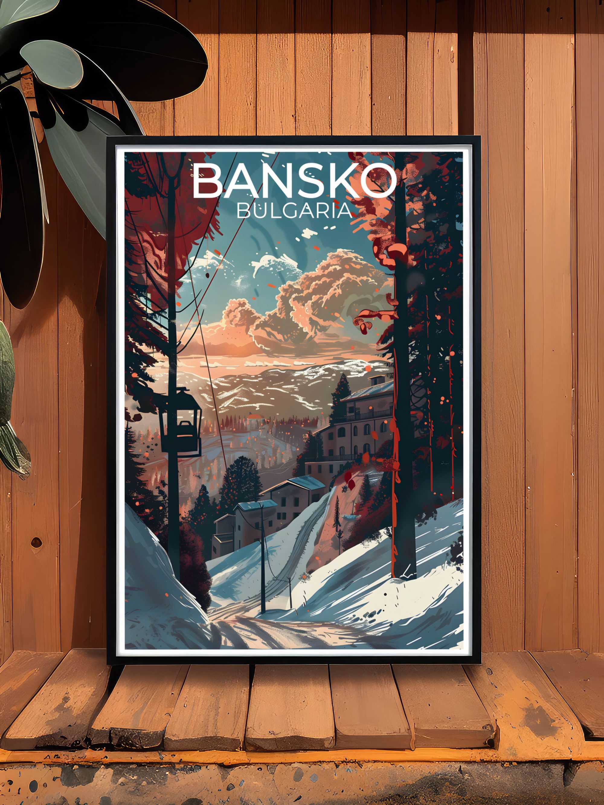 Vintage Bulgaria travel poster with bold graphic design