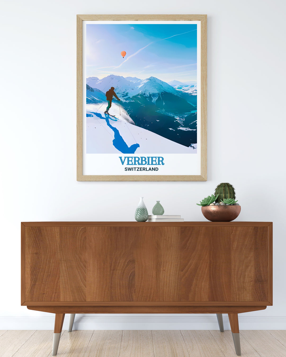 This Verbier Ski Resort print offers a stunning depiction of the Swiss Alps, bringing the iconic slopes of Verbier into your home. Perfect as a gift or personal decor, this travel poster celebrates alpine adventure.