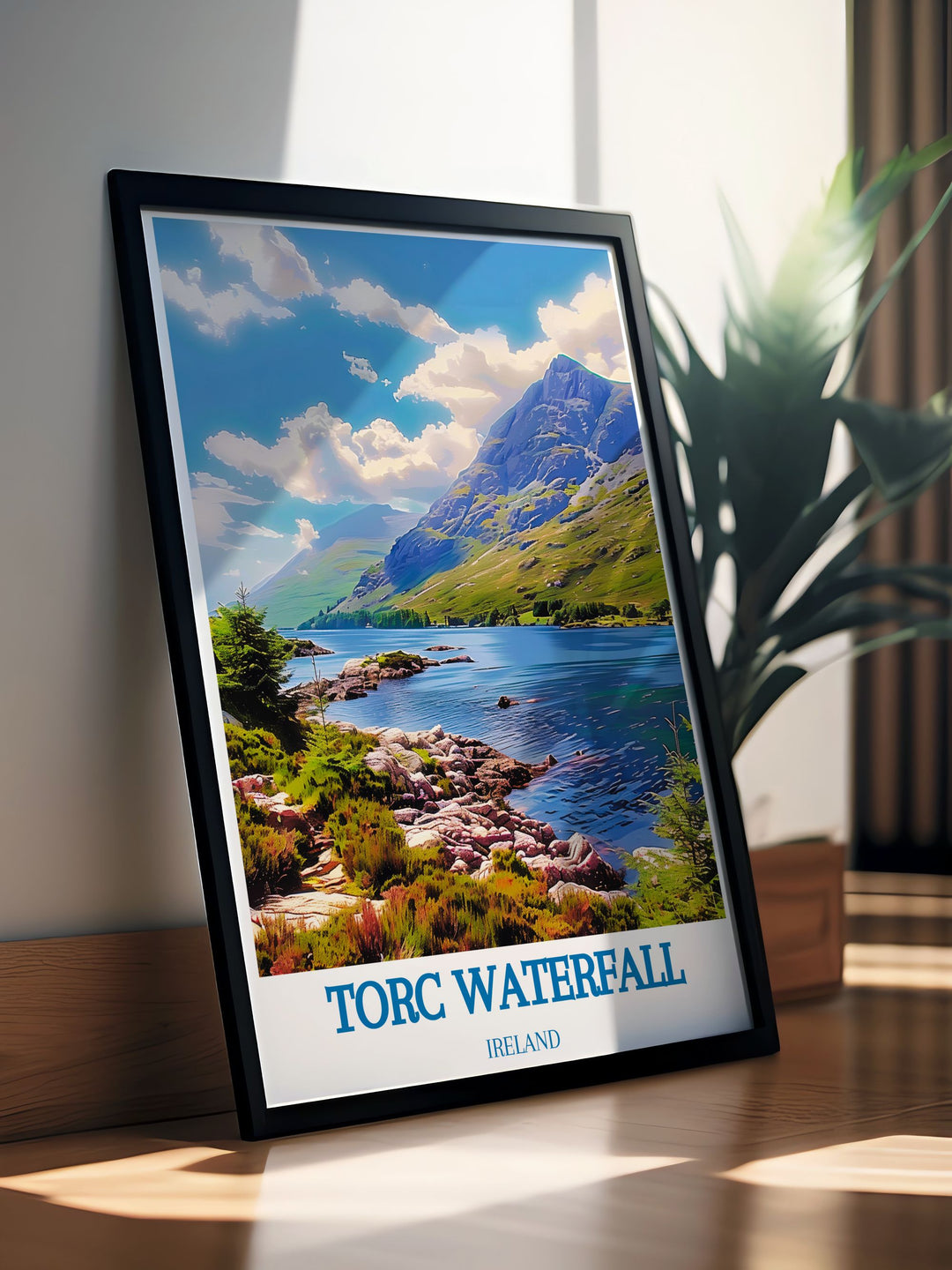Explore the enchanting charm of Torc Waterfall with this captivating travel poster, perfect for nature lovers and adventurers.