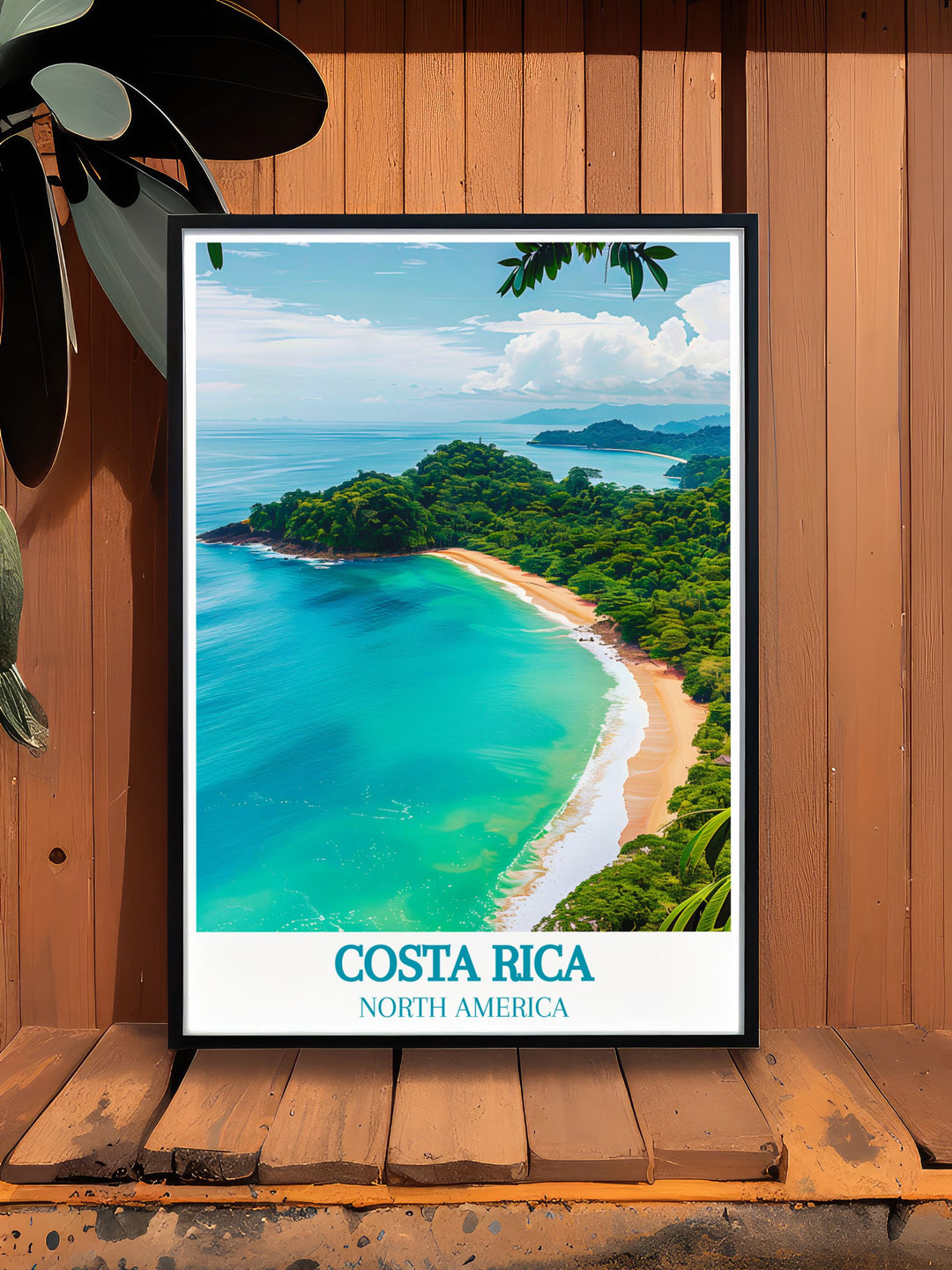 Admire the scenic vistas of Manuel Antonio National Park with this poster, depicting the parks vibrant flora and fauna, and its stunning coastal landscapes, ideal for nature lovers and adventurers.