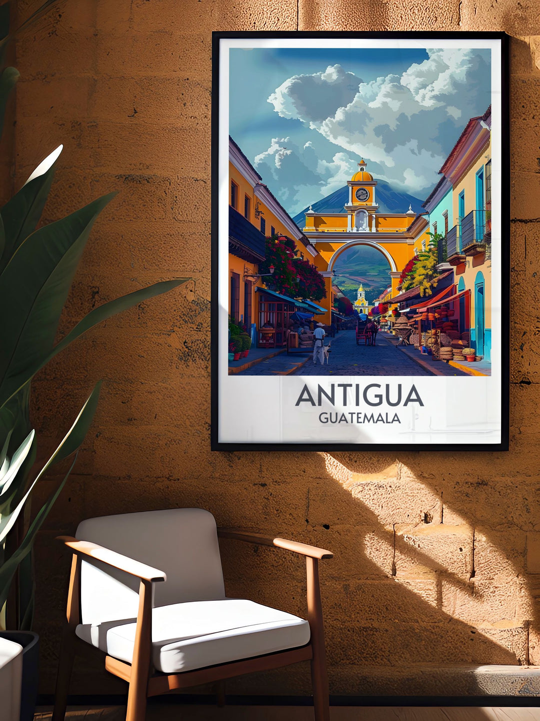 Framed print of Santa Catalina Arch in a sleek black and white design ideal for adding a sophisticated touch to any space perfect for art lovers and cultural enthusiasts