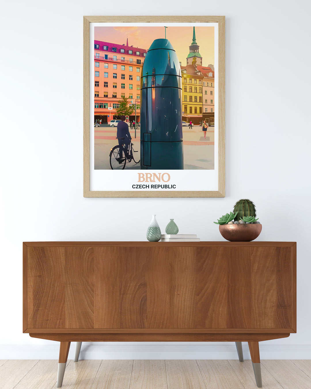 Brno travel art print featuring the Brno Astronomical Clock ideal for adding a touch of Czech home decor to any living space