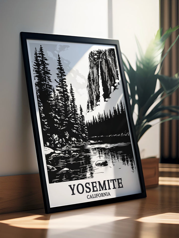 Elegant El Capitan Yosemite Falls artwork highlighting the stunning vistas of Yosemite National Park ideal for contemporary and classic interiors