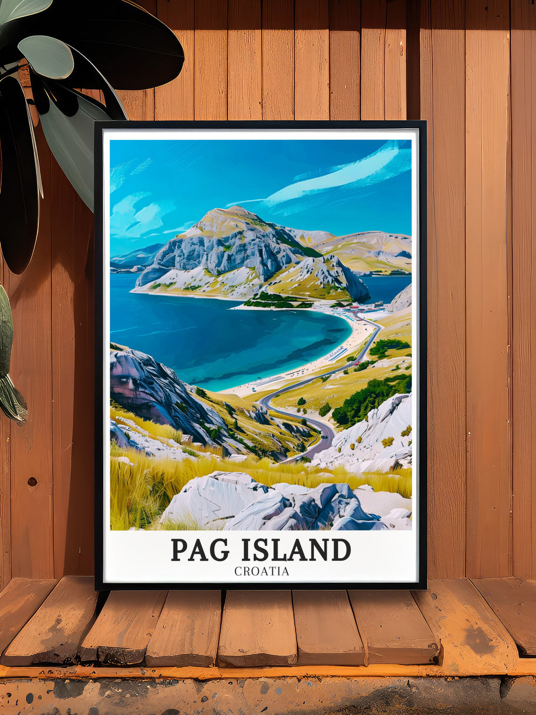 Croatia Wall Poster featuring the breathtaking views of Pag Island and Northern Velebit National Park Velebit Mountains perfect for enhancing your home or office decor this artwork captures the essence of Croatias natural beauty and tranquil landscapes.