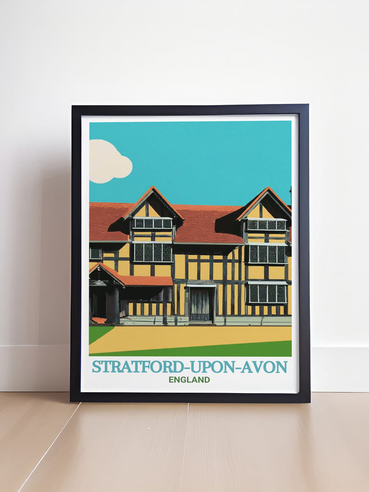 Bring the charm of Stratford upon Avon into your home with Shakespeares Birthplace artwork a perfect addition to your UK wall art collection and an elegant piece of England travel art.