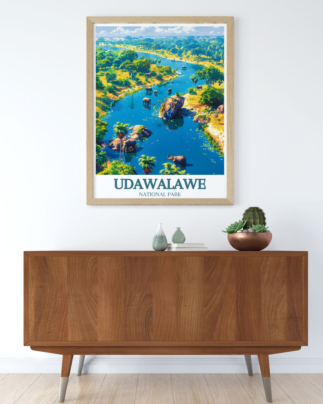 Exquisite Udawalawe Reservoir Walawe River framed print designed to elevate your home decor with its captivating depiction of Sri Lankas natural beauty ideal for any room in your house or as a thoughtful gift for a loved one.