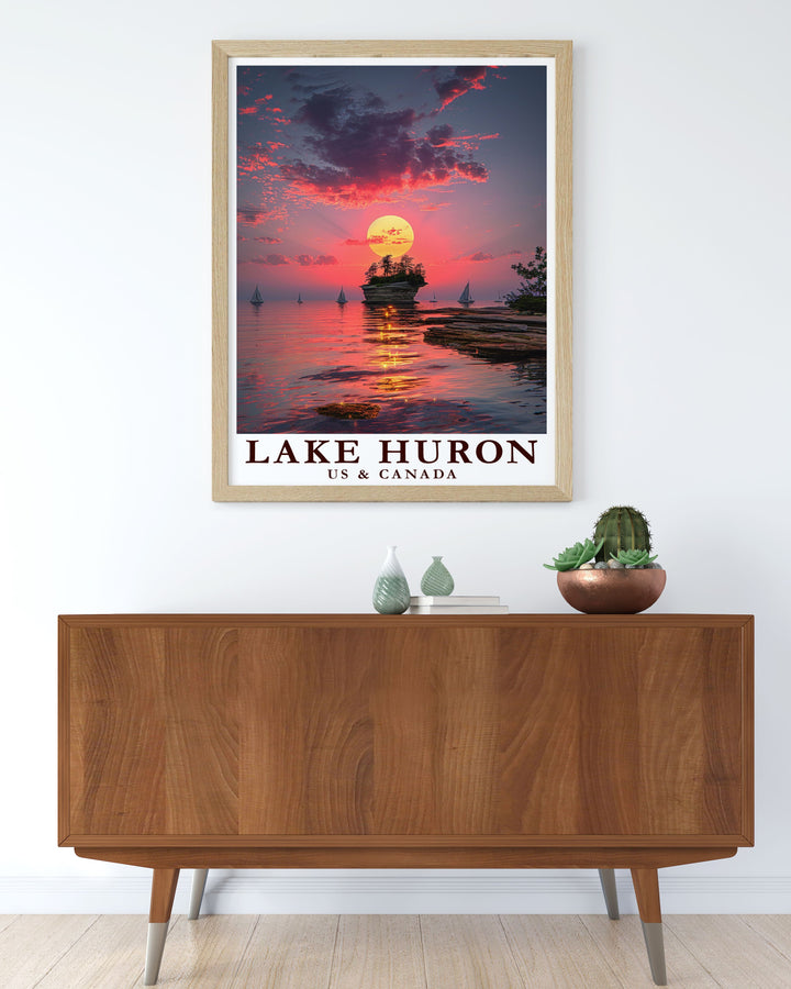 Add a touch of elegance to your home with this Lake Huron print. The stunning artwork portrays the calm waters and picturesque landscapes making it a perfect addition to your decor. Ideal for personalized gifts and special occasions like anniversaries and birthdays
