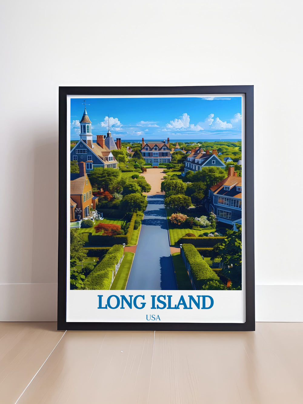 This travel poster of the Hamptons captures its luxurious beaches and upscale charm, perfect for bringing the elegance of New Yorks premier coastal destination into your home decor.