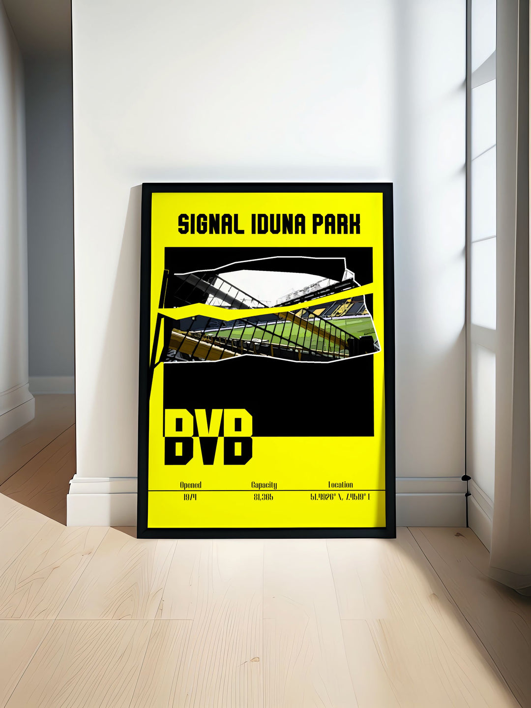 Experience the thrill of Borussia Dortmund with our Marco Reus Poster highlighting the vibrant energy of Signal Iduna Park poster, perfect for fans of Julian Brandt and Karim Adeyemi and the excitement of Dortmund football