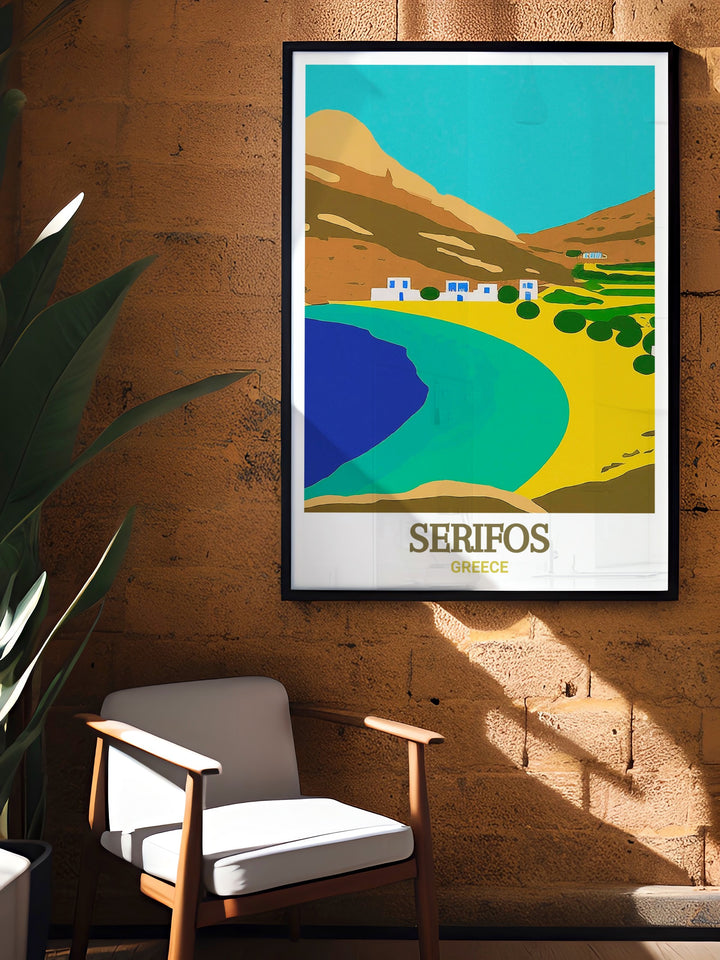 Enhance your space with the serene beauty of Psili Ammos Beach, Serifos. This detailed print captures the calm and peaceful ambiance of the beach, making it a timeless addition to any decor.