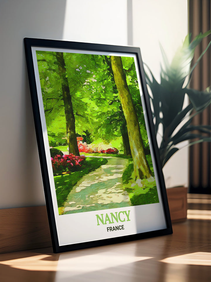 France wall art that captures the elegance of Nancy and the tranquil atmosphere of Parc de la Pépinière, an excellent addition to any travel art collection.