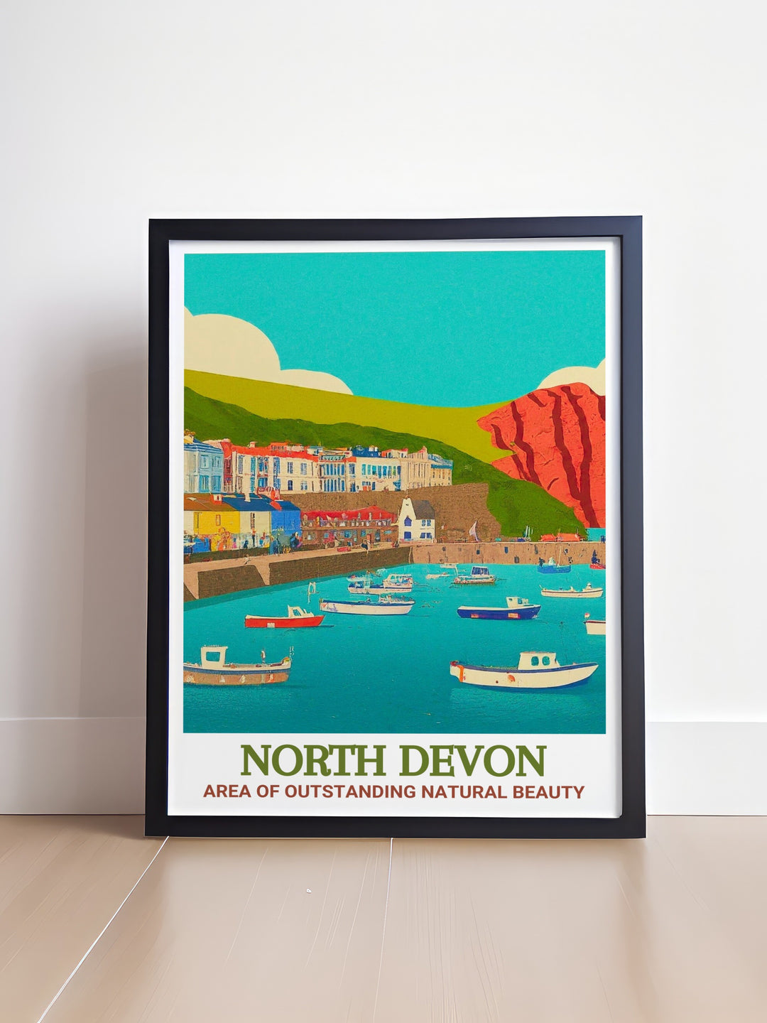 Ilfracombe Harbour Travel Poster captures the essence of Ilfracombes seaside beauty, from its tranquil waters to its historic buildings, perfect for adding a touch of coastal elegance to any space.