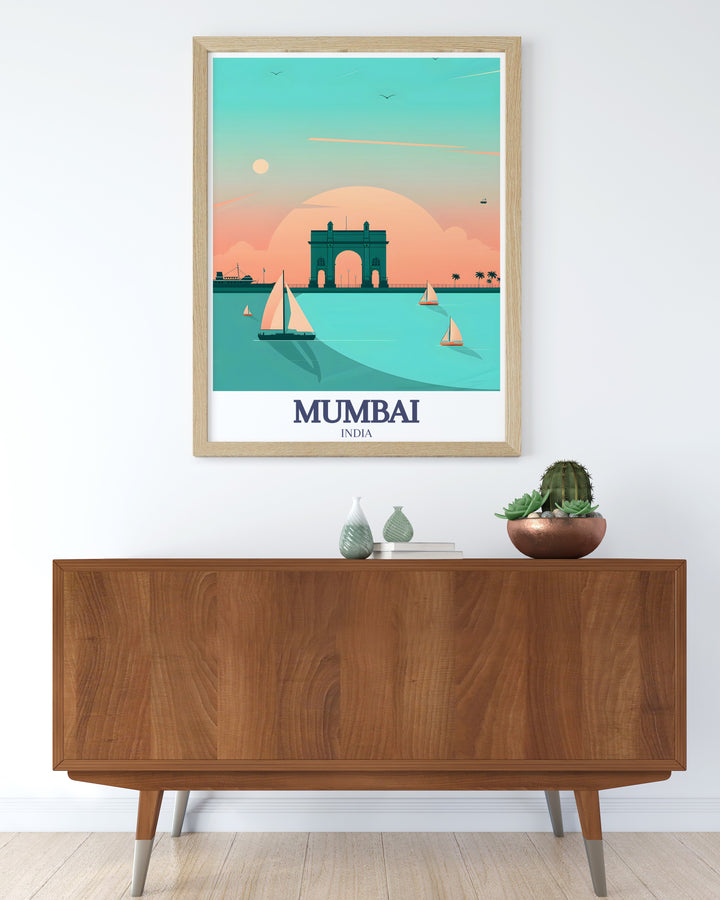 This Mumbai Wall Art captures the essence of the city, highlighting the iconic Gateway of India and the serene Arabian Sea. Its an ideal addition to any travel inspired collection or a thoughtful gift for someone with a passion for Indias rich history.