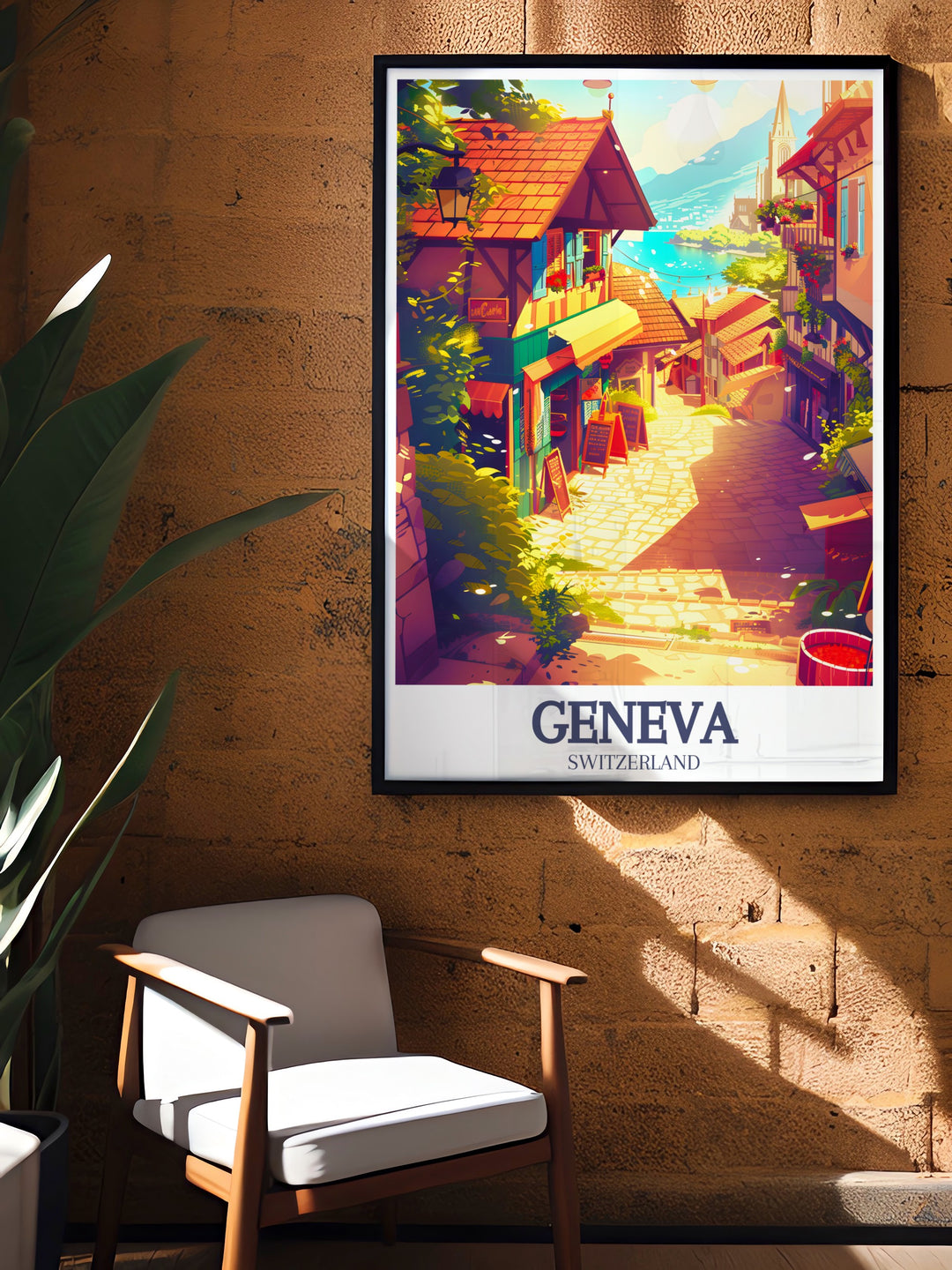 Bring the elegance of Genevas Carouge District and Place Marché into your home with this stunning art print. The minimalist design captures the beauty of Switzerlands bohemian neighborhood, making it a timeless piece for your living room or office.