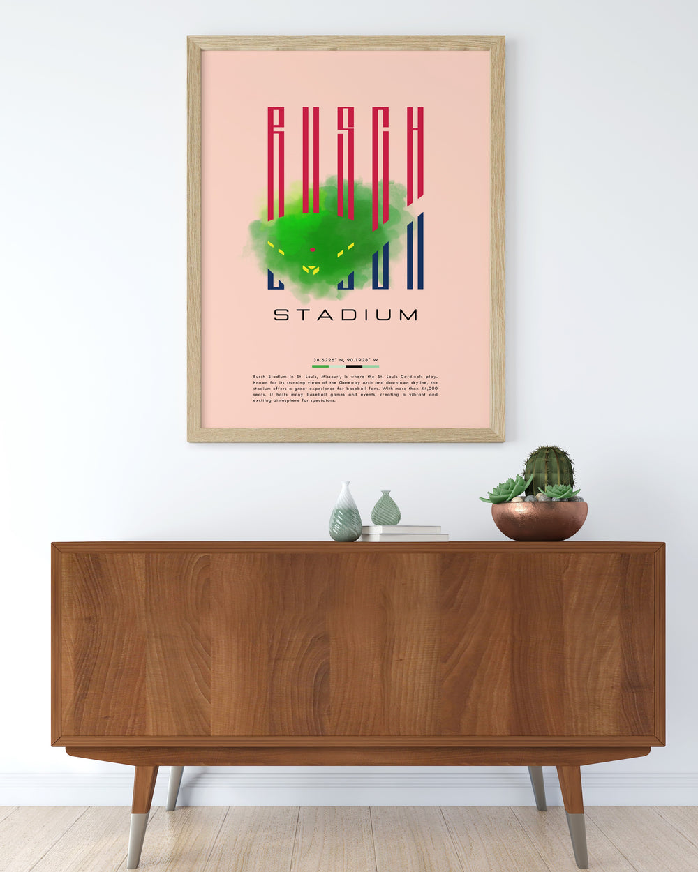 Modern MLB poster showcasing Busch Stadium and the St Louis Cardinals ideal for office wall art and sports bedroom art this digital download provides a versatile and elegant decor option for any space