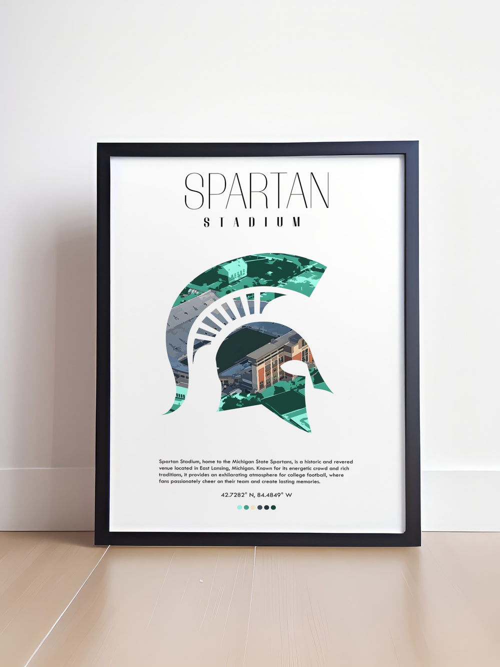 Detailed print of Spartan Stadium in East Lansing showcasing the spirit of the Michigan State Spartans perfect for college football fans