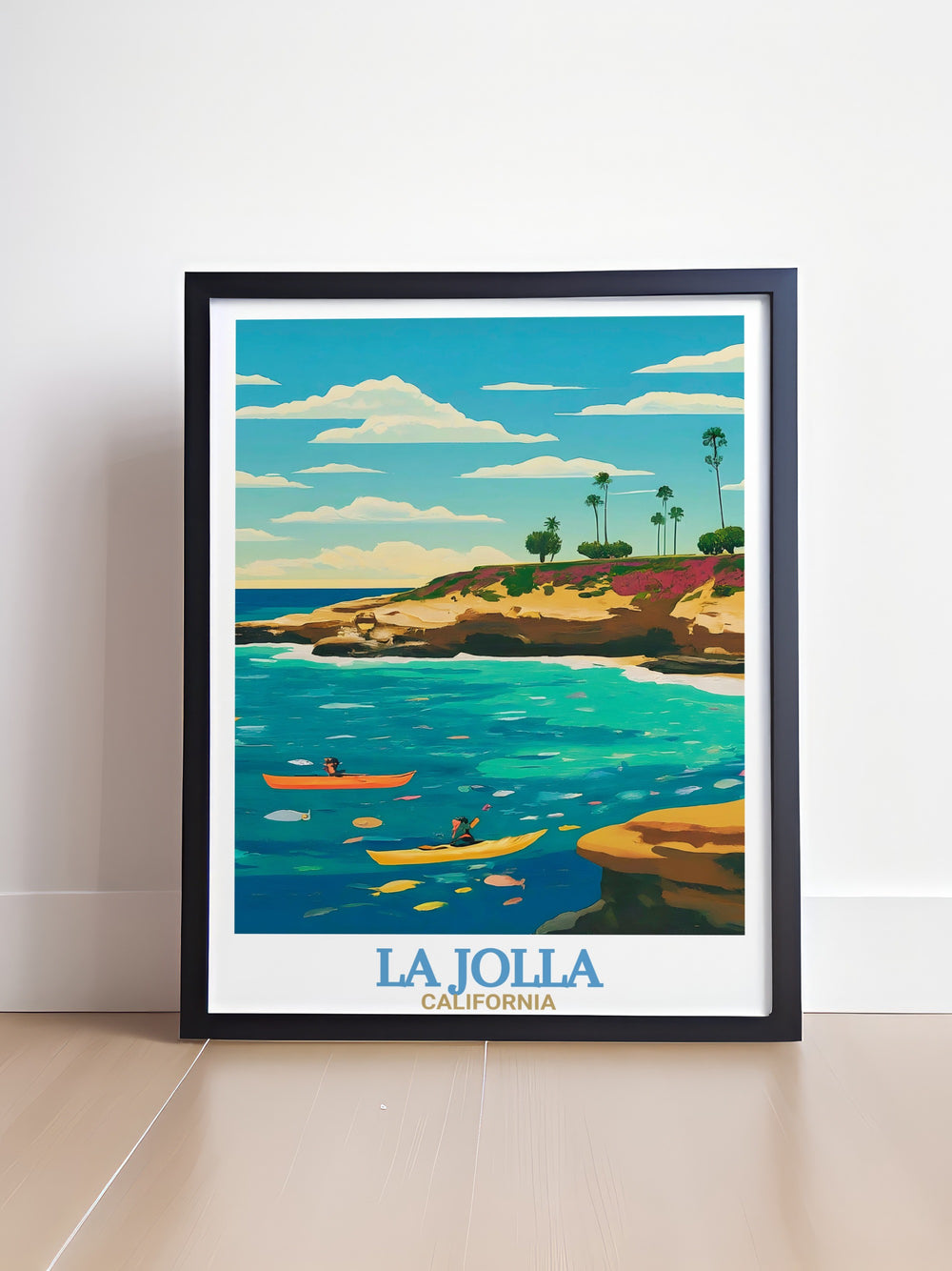 La Jolla Cove Vintage Poster captures the timeless beauty of Californias La Jolla Cove, with its calm waters and dramatic cliffs. This travel print is perfect for beach lovers, adding a coastal touch to any home and making an excellent gift for anyone who loves the ocean.