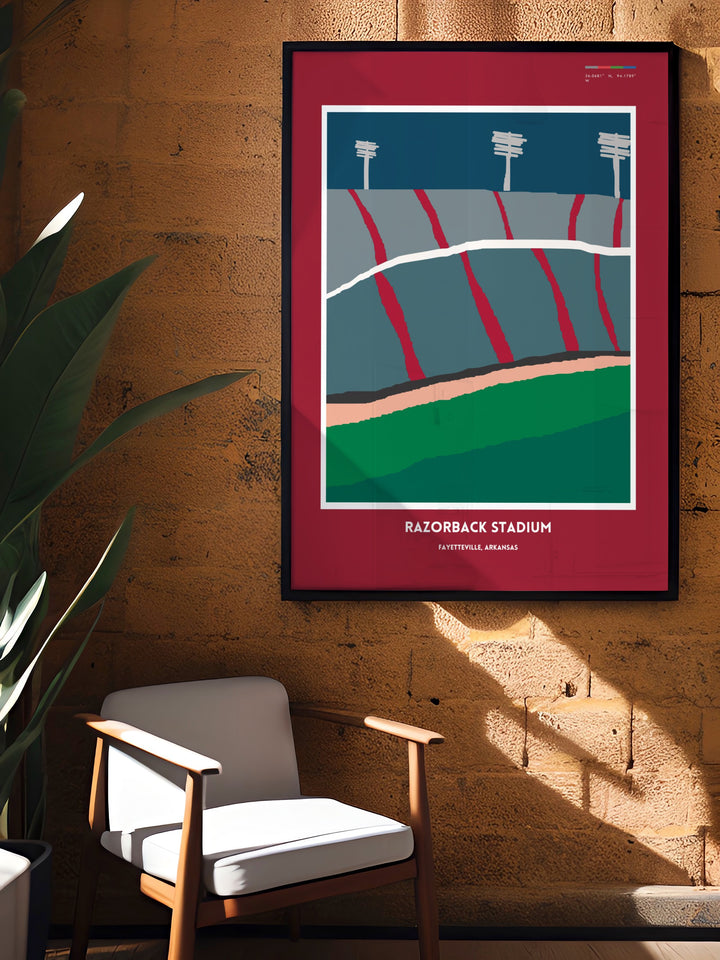 Vibrant Razorbacks art showcasing the spirit of Arkansas football at Razorback Stadium perfect for college students and fans looking to enhance their space with team pride and energy