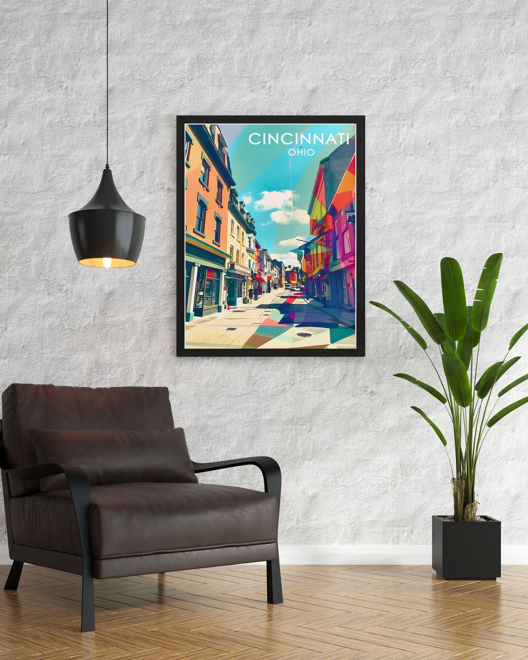 A detailed art print of Findlay Market showcases its colorful stalls and historic architecture. Ideal for any space, this poster celebrates the heart of Cincinnatis community life.