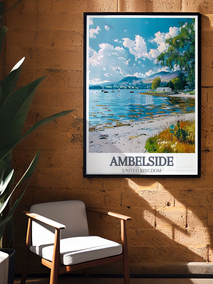 High quality print of Borrans Park in Ambleside, England, capturing the tranquil surroundings and lush greenery of this beautiful area.