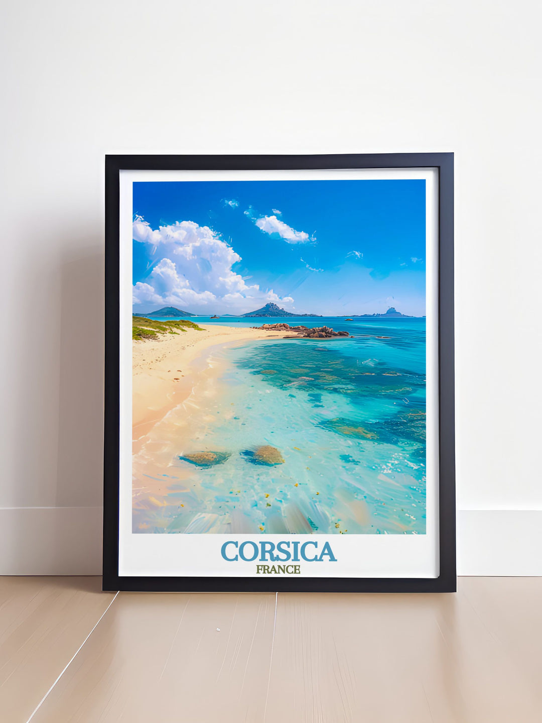 High quality Lavezzi Islands modern art print featuring contemporary designs of Corsica France ideal for those looking to elevate their living decor with a touch of sophistication and style