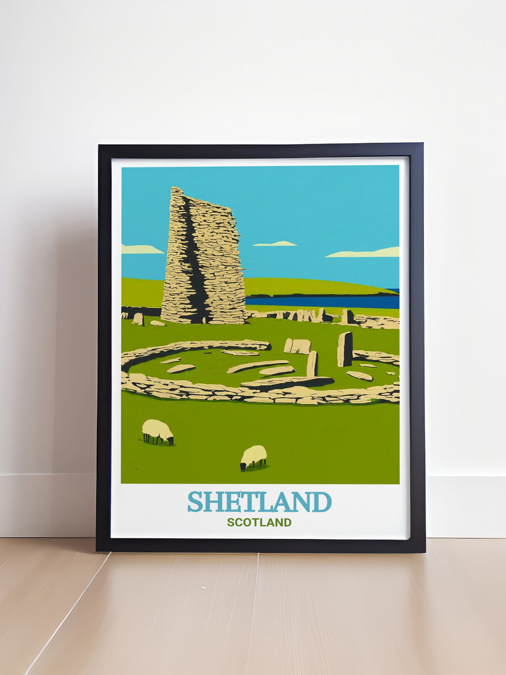 Wall Art featuring Shetlands Jarlshof Settlement, capturing the unique combination of history and natural beauty that defines Scotlands northernmost isles. This print is ideal for anyone looking to bring the timeless landscapes of Shetland into their home, offering a window into Scotlands rich cultural heritage.