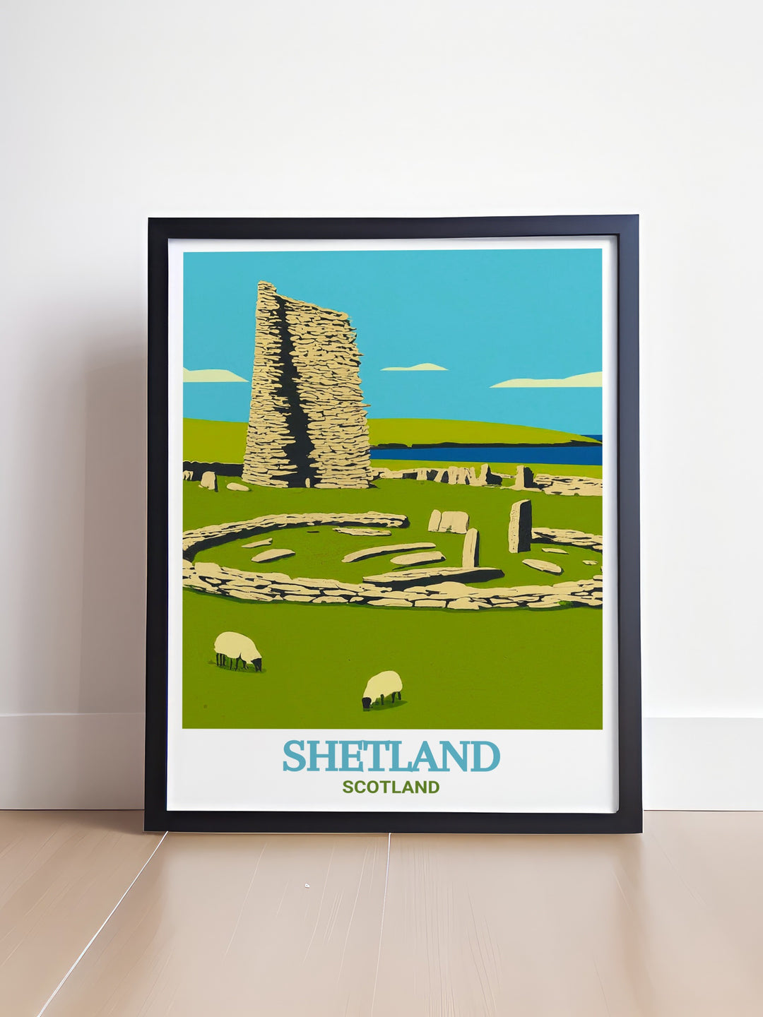 Wall Art featuring Shetlands Jarlshof Settlement, capturing the unique combination of history and natural beauty that defines Scotlands northernmost isles. This print is ideal for anyone looking to bring the timeless landscapes of Shetland into their home, offering a window into Scotlands rich cultural heritage.